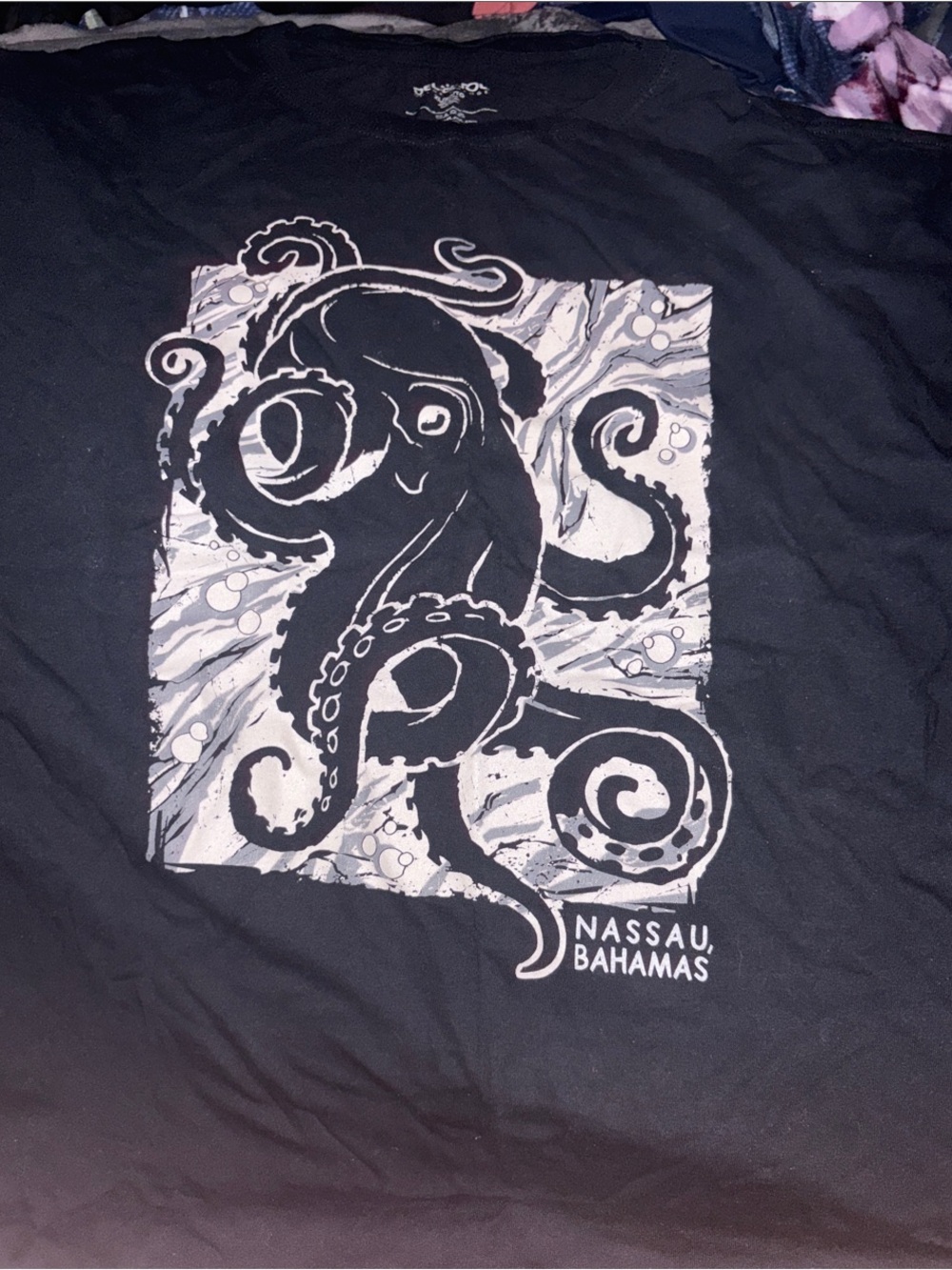 Black Nassau Bahamas Octopus Graphic Short Sleeve Tee